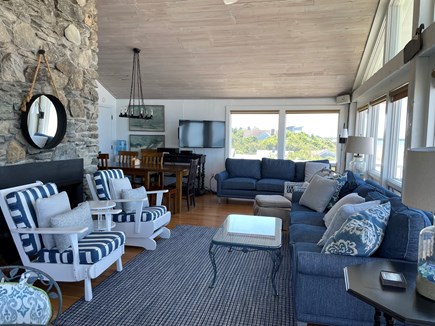North Eastham Cape Cod vacation rental - Upstairs Living Room with Panoramic views of the Bay