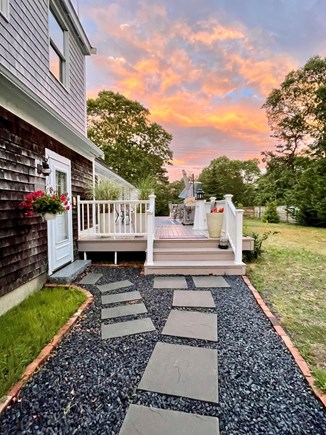 South Chatham Cape Cod vacation rental - Entrance to Deck & Garage Door from Driveway