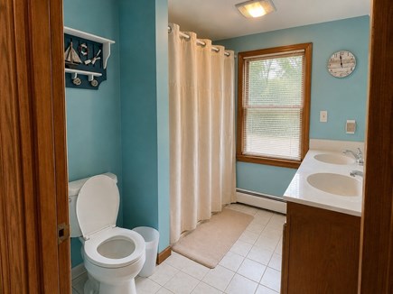 South Chatham Cape Cod vacation rental - King Bath with Double Shower Heads and Double Sinks