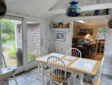 Brewster, The Highlands Cape Cod vacation rental - Cathedral ceiling & glass walls in cheery sunroom.
