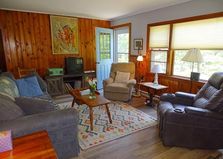 Wellfleet Cape Cod vacation rental - Living room with fireplace and queen size sofa bed