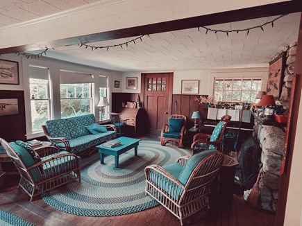 Woods Hole Cape Cod vacation rental - Cozy Living Room Connected to Dining Room