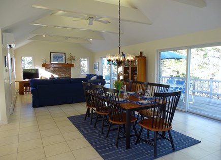 Wellfleet, Indian Neck Cape Cod vacation rental - Sunny, vaulted living and dining area, opens to deck