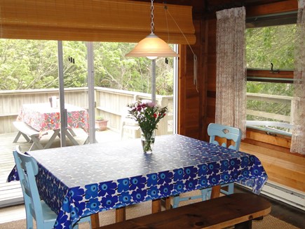 Wellfleet Cape Cod vacation rental - Dining area with sliders to large expanded deck