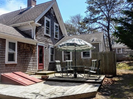 Eastham Cape Cod vacation rental - Spacious deck with shed in background