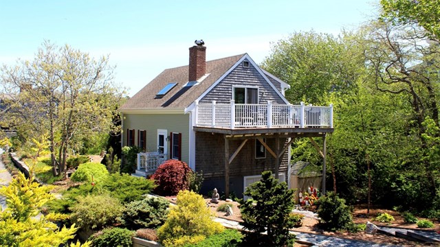 Contemporary Cape nestled among mature trees, and lush gardens
