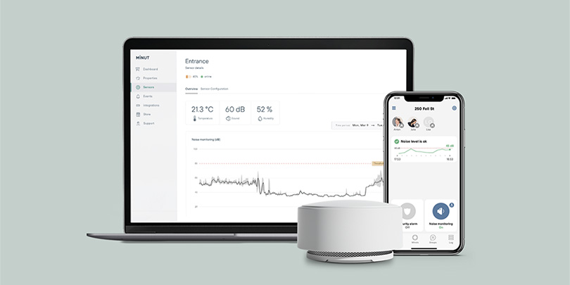 Minut's device allows you to monitor the temperature/humidity/sound level/motion in your vacation rental home when you're not there.