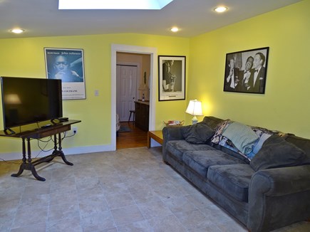 Oak Bluffs Martha's Vineyard vacation rental - TV sun room with sliders to back deck