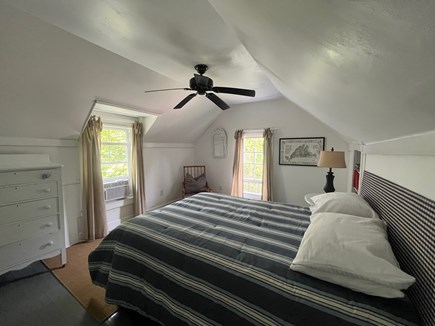 East Chop-Oak Bluffs Martha's Vineyard vacation rental - Queen bedroom with AC, ceiling fan, chair, and reading nook
