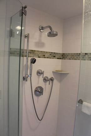Edgartown Martha's Vineyard vacation rental - Shower detail of En Suite Queen bath: all new fixtures/tile