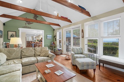 Edgartown Martha's Vineyard vacation rental - View from Great Room to Rear Deck and back yard