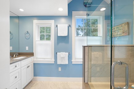 Edgartown Martha's Vineyard vacation rental - New Master Bath. Large tiled shower and sinks for two