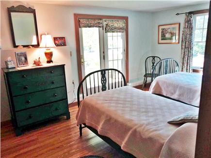 Off Middle Road, Chilmark Martha's Vineyard vacation rental - Guest bedroom #2 at lower level with French door to outside
