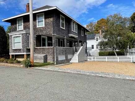 Vineyard Haven Martha's Vineyard vacation rental - Back of house w/large porch, view of water and parking area.  
