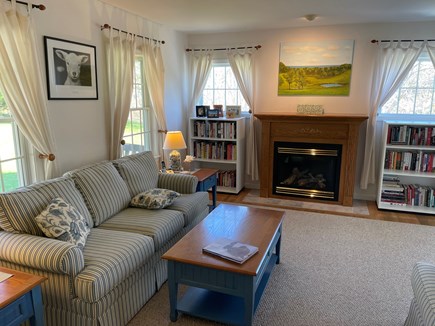 West Tisbury Martha's Vineyard vacation rental - Living Room with view of the daylily garden, stocked with books!