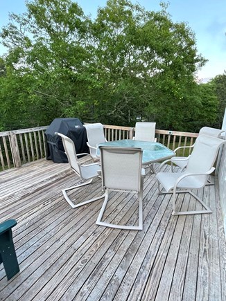West Tisbury Martha's Vineyard vacation rental - Deck with Weber Grill and Electric opening SunSetter Awning.