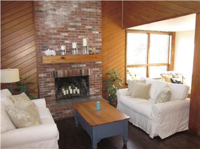 West Tisbury Martha's Vineyard vacation rental - Relaxing living room with fireplace