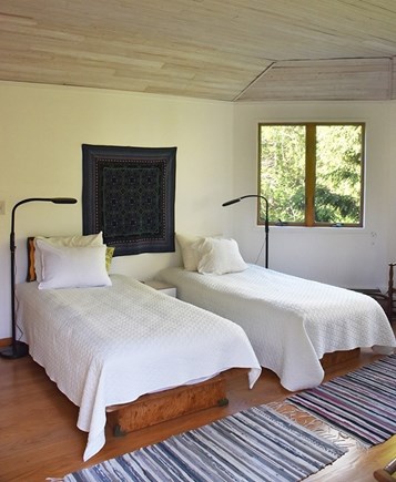 West Tisbury Martha's Vineyard vacation rental - Guest bedroom 2 with twin beds, treetop views, shared balcony.
