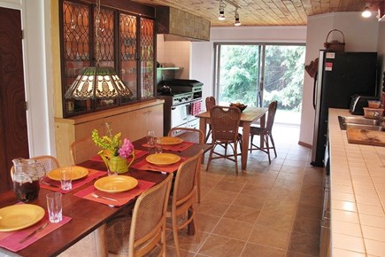 West Tisbury Martha's Vineyard vacation rental - Chef's kitchen: Garland stove, 2 tables seat 12+, grill outside