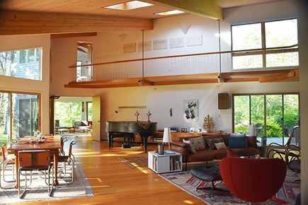 West Tisbury Martha's Vineyard vacation rental - Light-filled, double-height living/dining room.