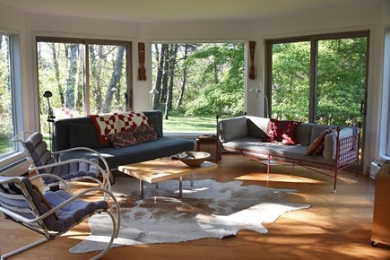 West Tisbury Martha's Vineyard vacation rental - Sunroom with wraparound views, comfy Queen sleep sofa, DirectTV.