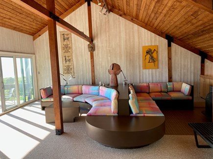 Chilmark Martha's Vineyard vacation rental - Third floor living rm w/ built-in seating opens to deck