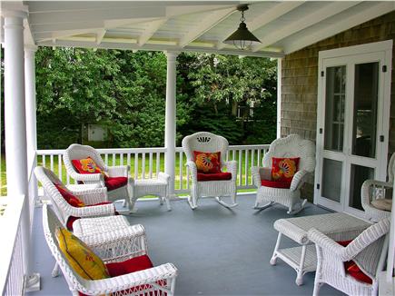 Oak Bluffs, Copeland Historica Martha's Vineyard vacation rental - Front porch with antique wicker.
