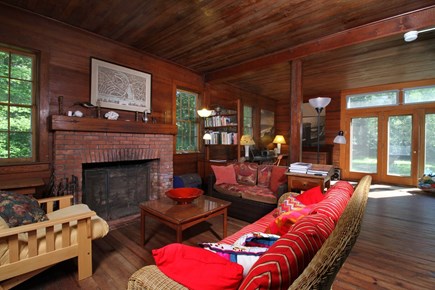 Chilmark Martha's Vineyard vacation rental - Open-plan living room; office corner in background