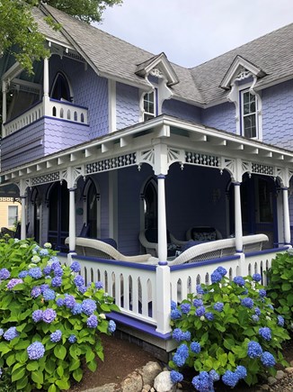 Oak Bluffs Martha's Vineyard vacation rental - Wraparound porch and covered balcony with mature hydrangeas