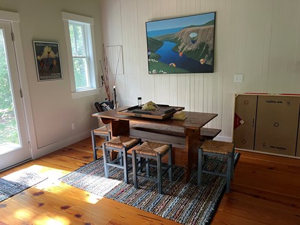 West Tisbury Lambert's Cove Martha's Vineyard vacation rental - Family room game table. Restoration Hardware Scrabble. Nok Hockey