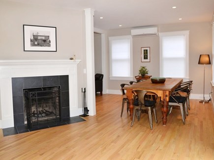 Edgartown Martha's Vineyard vacation rental - Dining Area with Fireplace, table seats 8