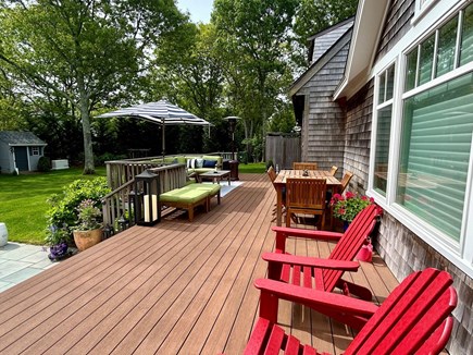 Oak Bluffs Martha's Vineyard vacation rental - Large deck with private outdoor shower, seating and dining table.
