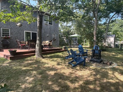 Edgartown Martha's Vineyard vacation rental - Large backyard with huge deck, picnic table, and firepit area.