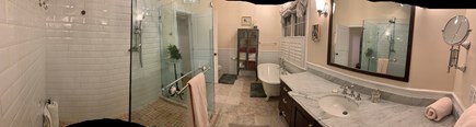 Oak Bluffs, East Chop Martha's Vineyard vacation rental - Lovely bath with clawfoot tub and custom shower. King bedroom