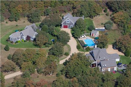 Edgartown Martha's Vineyard vacation rental - Aerial view of property  Guest house is in upper left hand corner