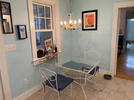 In town Edgartown village Martha's Vineyard vacation rental - Eat in kitchen with quartz countertops and induction stove