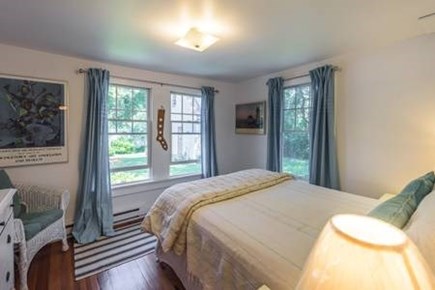 Oak Bluffs, East Chop Martha's Vineyard vacation rental - Downstairs bedroom with queen bed and garden view