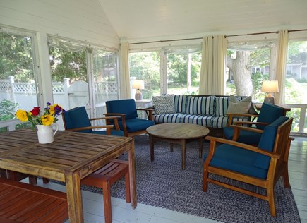 Oak Bluffs, East Chop Martha's Vineyard vacation rental - Large porch area with dining table, door to back yard