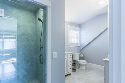 Downtown Vineyard Haven Martha's Vineyard vacation rental - Master Bath with steam shower/ separate vanities