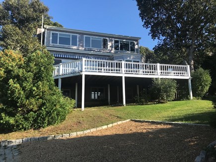 Oak Bluffs - East Chop Martha's Vineyard vacation rental - Rear of house with deck facing Crystal Lake.