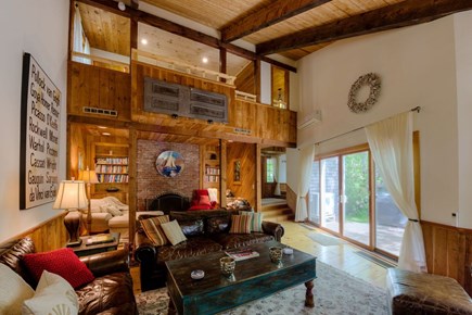 Edgartown Martha's Vineyard vacation rental - Living room to patio sliders