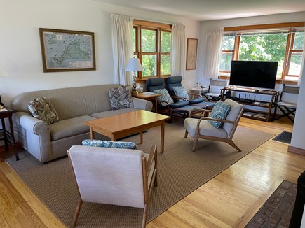 Vineyard Haven Martha's Vineyard vacation rental - Comfy living area with lake views, fireplace, flat screen, Wi-Fi.