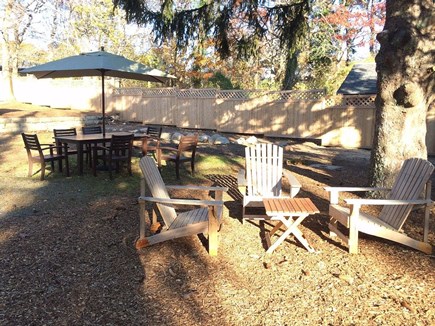 Vineyard Haven Martha's Vineyard vacation rental - Large backyard with shade tree, hammock, dining and sitting areas