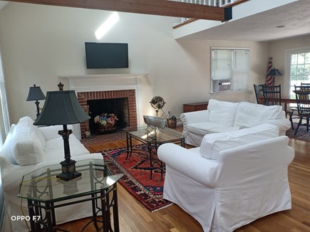 Katama-Edgartown, Katama Edgartown   Martha's Vineyard vacation rental - Living room with TV and comfy white sofas