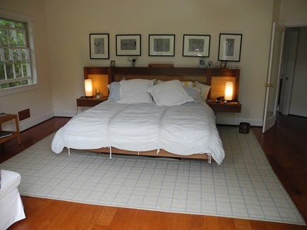 Chappaquiddick, Edgartown Martha's Vineyard vacation rental - Main Bedroom, high ceilings, skylight, access to exterior decks