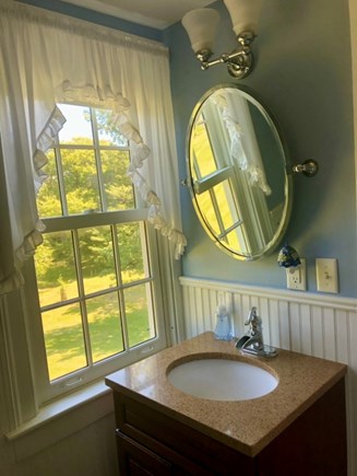 Chilmark Martha's Vineyard vacation rental - Full size sink in full bath with view of outside brook