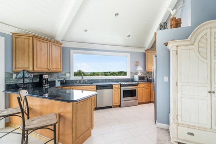 Chappaquiddick, Wasque Point Martha's Vineyard vacation rental - Kitchen with panoramic west-facing views