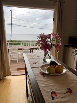 Oak Bluffs Martha's Vineyard vacation rental - Kitchen opens to ocean-view deck.