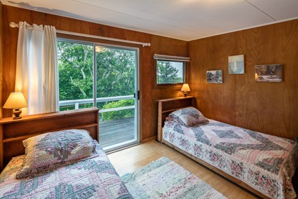 Aquinnah Martha's Vineyard vacation rental - Second twin bedroom opens to side deck