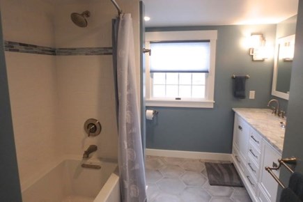Chilmark Martha's Vineyard vacation rental - Updated bathroom with double vanity and bathtub.
